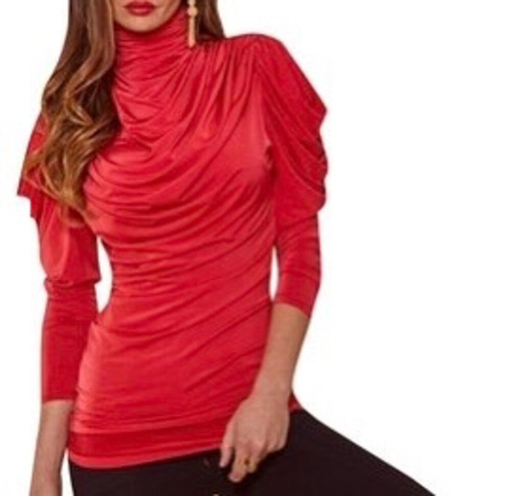 Bisou Bisou The Sophie Top Blouse Red Medium NEW